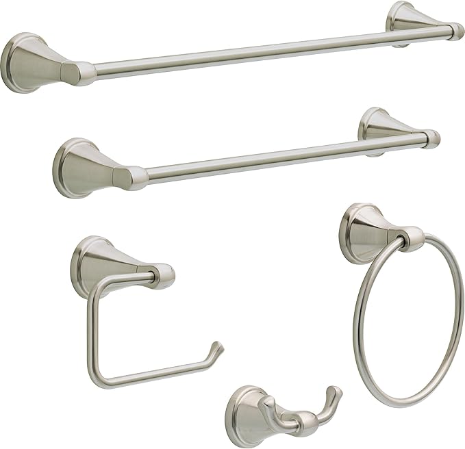 Delta Faucet Becker (1-Pack) Hand Towel Holder, SpotShield Brushed Nickel, Ring for Bathroom or Kitchen Sink, Wall Mounted BCK46-DN
