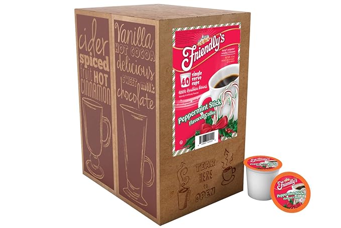 Friendly's Peppermint Flavored Coffee Pods for Keurig K Cup Brewers, Peppermint Stick, 40 Count (Pack of 1)
