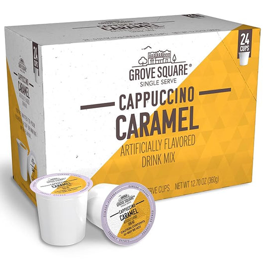Grove Square Cappuccino Pods, Caramel, Single Serve (Pack of 24)
