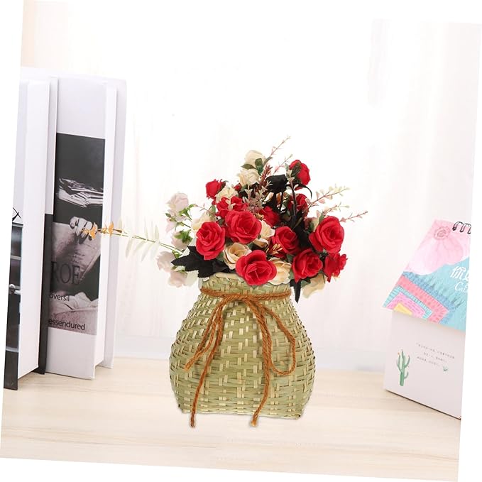 Unomor 1pc Handmade Bamboo Woven Storage Basket for Flower Arrangement and Organizing Multi-purpose Container for Home and Sundries Random Style