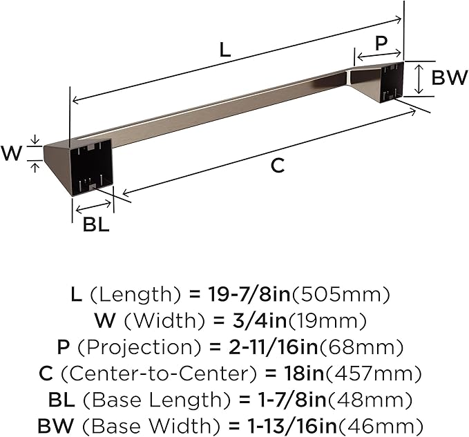 Amerock BH36003G10 | Brushed Nickel Towel Bar | 18 in (457 mm) Towel Rack | Blackrock | Bathroom Towel Holder | Bathroom Hardware | Bath Accessories