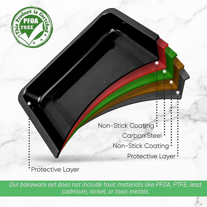 NutriChef Nonstick Baking Pan - 14" x 10" Rectangular Carbon Steel Baking Tray - Premium Bakeware for Brownies, Cakes, Lasagna, & More - Dishwasher Safe, Black