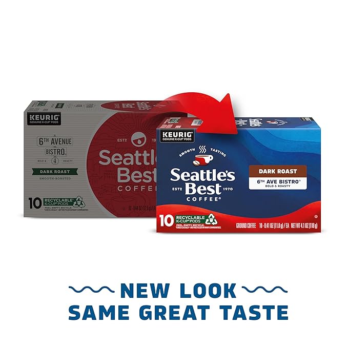 Seattle’s Best Coffee, Dark Roast K-Cup Coffee Pods, 6th Ave Bistro, 100% Arabica, 6 Boxes (60 Pods Total)