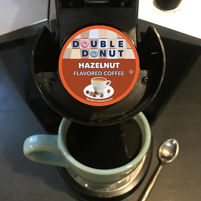 Double Donut Coffee Variety Pack Assorted Medium Roast, Dark Roast & Flavored Coffee in Recyclable Single Serve Cup, 48 Count