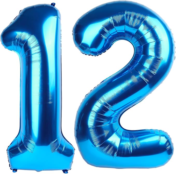 Dark Blue 12 Number Balloons 12th Birthday Decorations for Boys Girls, 21 Number Balloons 40 Inch Ballon for Marriage Proposal, Engagement, Anniversaries, Celebration Party