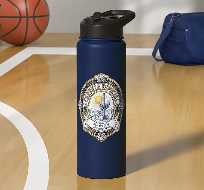 Beer Label Cerveza Cinco De Mayo Drinking Team Stainless Steel Insulated Water Bottle