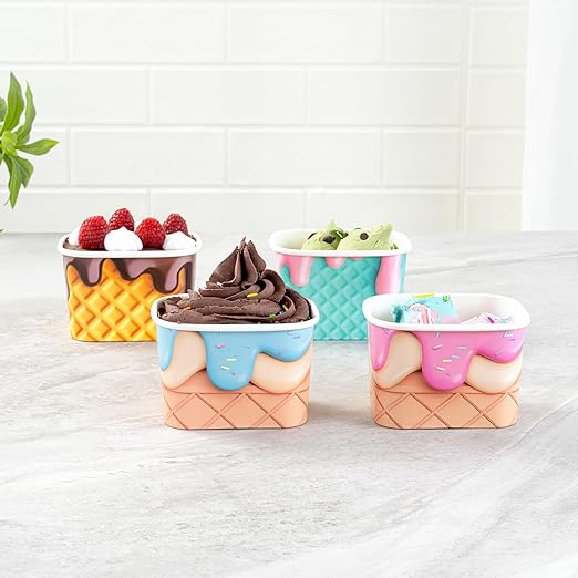 Coppetta 12 Ounce Dessert Cups, 200 Greaseproof Ice Cream Cups - Lids Sold Separately, For Hot And Cold Foods, Assorted Cone Paper Yogurt Bowls, Disposable, Sturdy - Restaurantware