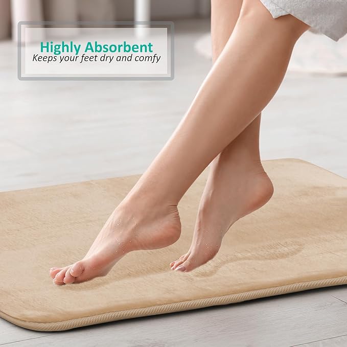 Clara Clark Bathroom Rugs, Velvet Memory Foam Bath Mat, Non-Slip Bath Rugs, Machine Wash, Dries Quickly, Ultra Soft Plush Bath Mats for Bathroom,