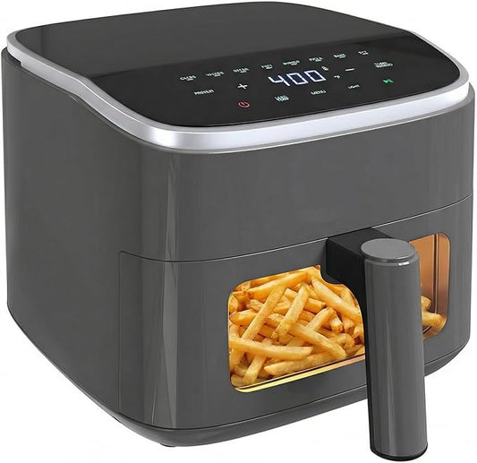 Sweetcrispy Air Fryer 4 Quart with Window, 1500W Digital Airfryer with 8 Presets, 60-Min Timer, Max 400°F, Auto Shut Off & Nonstick Dishwasher Safe Basket, Shake Reminder for Small Kitchen