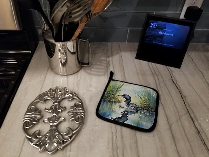 Caroline's Treasures Minnesota Common Loon Pair of Pot Holders Kitchen Heat Resistant Pot Holders Sets Oven Hot Pads for Cooking Baking BBQ, 7 1/2 x 7 1/2
