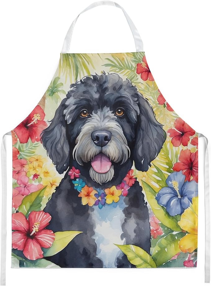 Caroline's Treasures Portuguese Water Dog Luau Apron Cooking Kitchen Server Baking Crafts Gardening for Adult Women Men, Unisex, Large, Multicolor