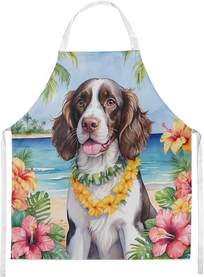 Caroline's Treasures English Springer Spaniel Luau Apron Cooking Kitchen Server Baking Crafts Gardening for Adult Women Men, Unisex, Large, Multicolor