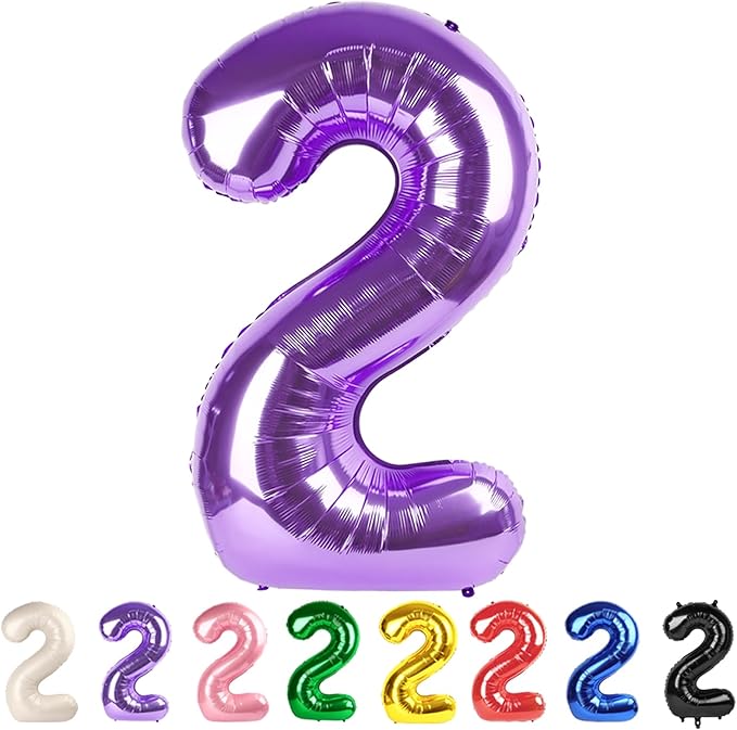 2 Balloon Numbers Purple Party Decorations for Women Men, 40 In Big Two Balloons for Engagement, Wedding, Celebration Party, Graduations, Photo Shoot