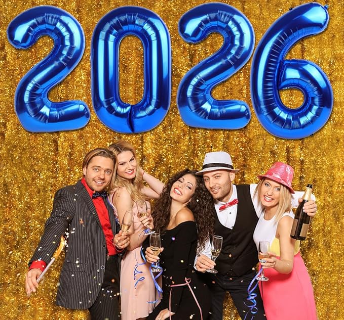 2026 Balloon Numbers - 40 Inch Navy Blue New Years Eve Party Supplies 2026, Nye Decor Party Decorations Happy New Year, New Years Eve Foil Party Balloons, Graduation Party Decorations