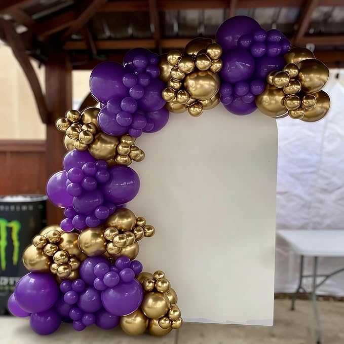 Purple and Gold Balloon Arch Garland Kit 153pcs with Star, 2026 New Year's Dark Purple Metallic Gold Violet Royal Balloons for Adults Prom Luxury Decorations Graduation Birthday Baby Shower