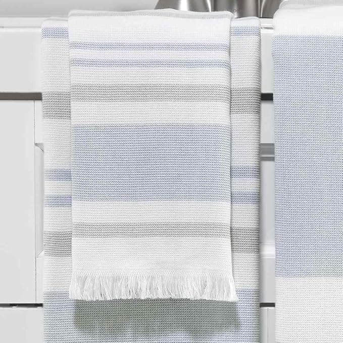 Izod - Towels, 3pc Striped Towel Set, Soft & Absorbent Cotton, Dorm Room Essentials (Clubhouse Collection, Blue)