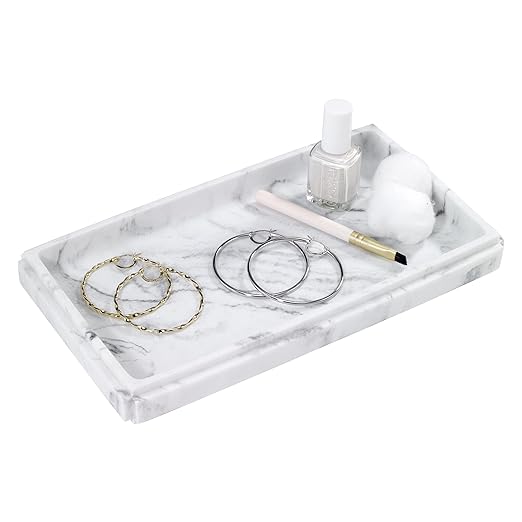 Avanti Linens - Vanity Tray, Resin Countertop Organizer, Marble Inspired Bathroom Decor (Catania Collection)