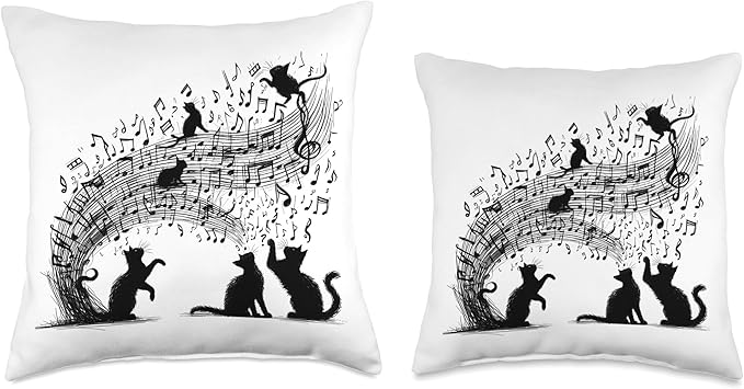 Cat Sheet Music Cute Animals Classic Musician Player Funny Throw Pillow