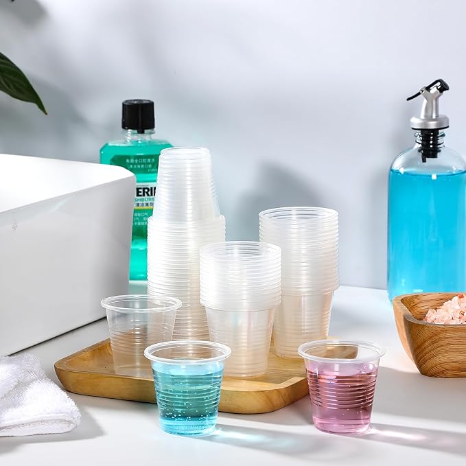 AOZITA 160 Pack 3 oz Clear Plastic Mouthwash Cups - Small Disposable Bathroom Cups for Rinse, Bath, Shot, Drinking, and Washing