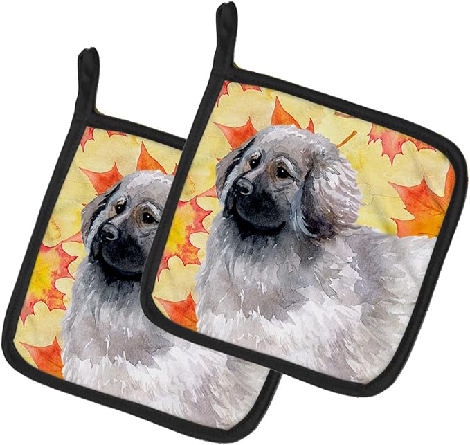 Caroline's Treasures BB9934PTHD Moscow Watchdog Fall Pair of Pot Holders, Yellow Kitchen Heat Resistant Pot Holders Sets Oven Hot Pads for Cooking Baking BBQ, 7 1/2 x 7 1/2
