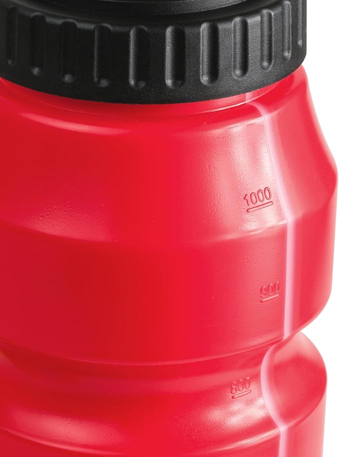 Cannon Sports 1 Liter Sports Water Bottle, BPA-Free, 34 Oz Capacity, Large Mouth, 2 lids (Straw and Squeeze), Great For Helmet Sports Such As Hockey, Lacrosse, Football, Boxing (Red)