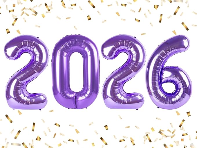 2026 Number Balloons, Purple Big Number Balloons Happy New Years Eve Party, 40 Inch Digital Balloon 20 26 for Happy Birthday Decoration Supplies, Anniversaries Graduation