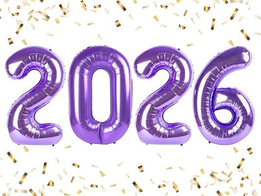 2026 Number Balloons, Purple Big Number Balloons Happy New Years Eve Party, 40 Inch Digital Balloon 20 26 for Happy Birthday Decoration Supplies, Anniversaries Graduation