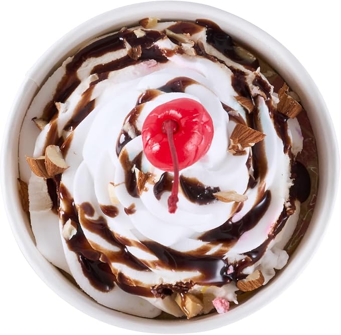 Restaurantware Ice Cream Cups 50 Pack of 8 oz Leak-Resistant Disposable Dessert Bowl Frozen Yogurt Cup Round Paper Container For Cold And Hot Desserts