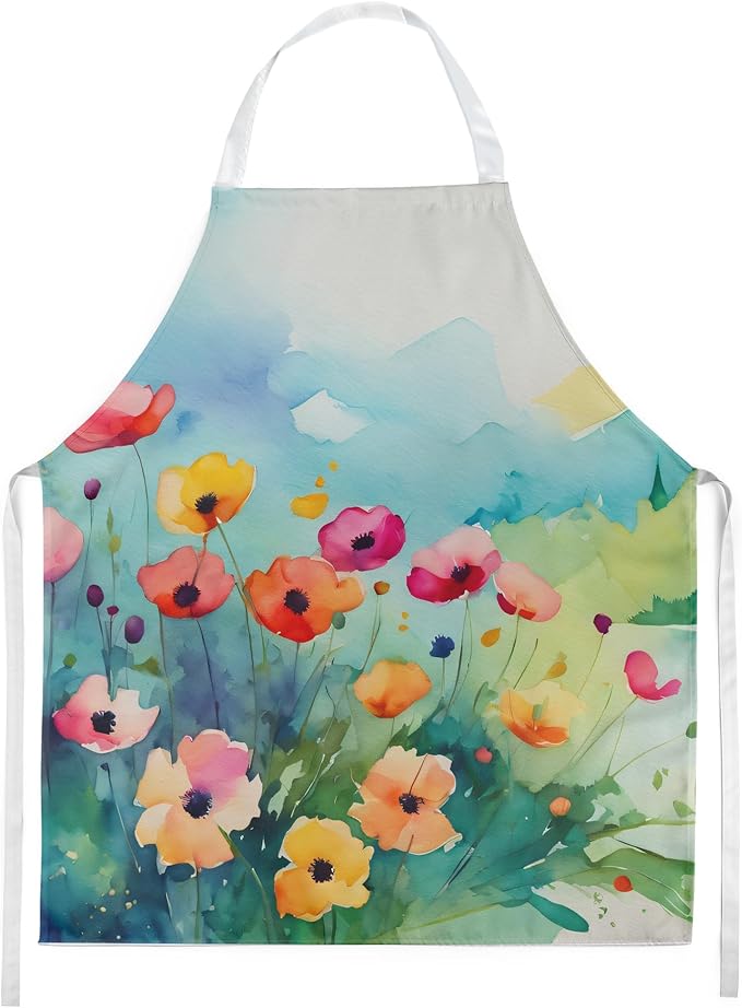 Caroline's Treasures Anemones in Watercolor Apron Cooking Kitchen Server Baking Crafts Gardening for Adult Women Men, Unisex, Large, Multicolor