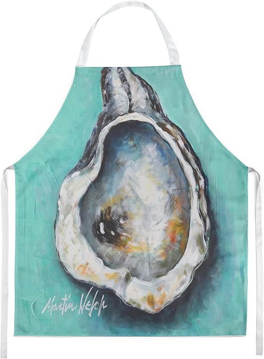 Caroline's Treasures Aqua Pearl Oyster Apron Cooking Kitchen Server Baking Crafts Gardening for Adult Women Men, Unisex, Large, Multicolor