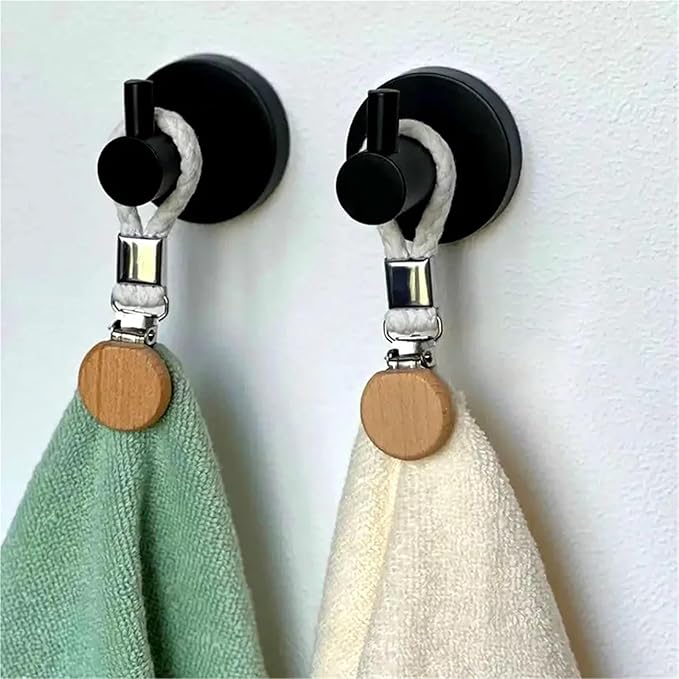 15 Pcs Towel Clips Clamps Braided Cotton Loop Metal Hook Clothes Hanger Kitchen Storage(White)