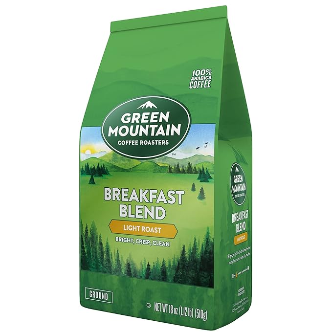 Green Mountain Coffee Roasters Breakfast Blend, Ground Coffee, Bagged 18 oz (Pack of 2)