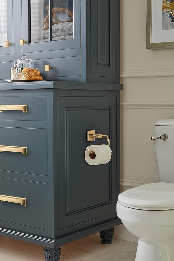 Amerock BH36071CZ | Champagne Bronze Single Post Toilet Paper Holder | 6-5/16 inch Length Toilet Tissue Holder | Appoint | Bath Tissue Holder | Bathroom Hardware | Bath Accessories
