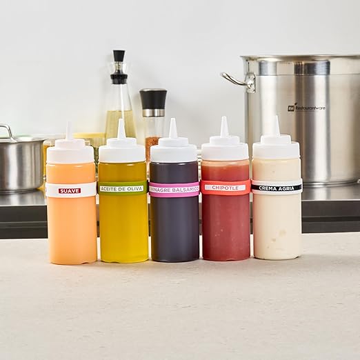 Restaurantware Silicone Squeeze Bottle Band 10 Count 2.75 Inch Dishwasher Safe Condiment Identification Band, Balsamic Vinegar Purple Non-Slip Band for Condiment Labeling at Restaurants, Food Trucks
