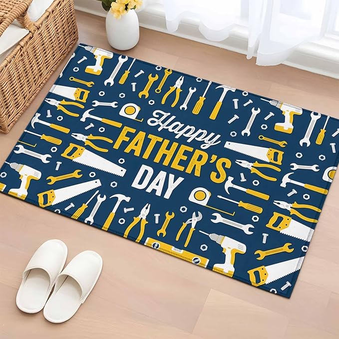 Father's Day Rectangle Rug 2x3 ft Hand Tools Workshop Equipment Soft Area Rug for Living Room Washable Non-Slip Carpet Indoor Mat for Bedroom Dining Room Holiday Decor