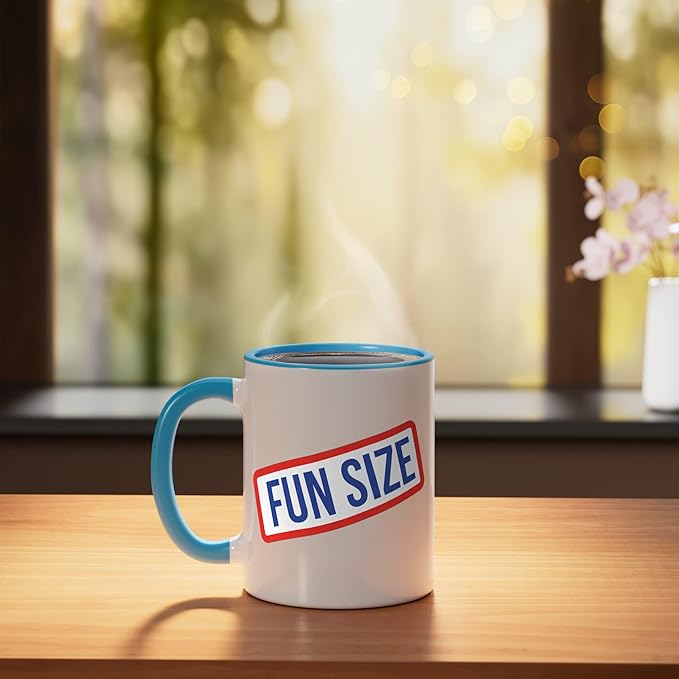 Fun Size Bold Retro Label Funny Candy Snack Humor Ceramic Mug, Blue/White