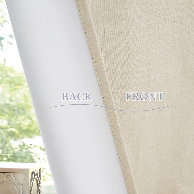 RYB HOME 100% Blackout Curtains for Sightlight Window, Linen Textured Blend Privacy Front Door Curtain Blinds for French Door Kitchen Living Room Doorway, W 12 x L 69 inch, Beige, 1 Panel