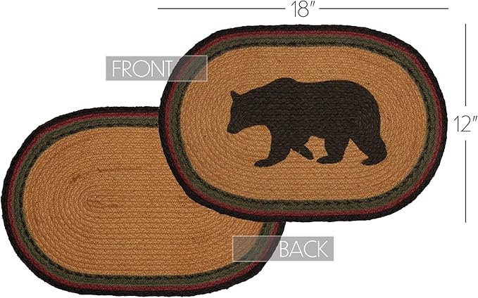 Wyatt Stenciled Bear Jute Placemat Oval Set of 6 12x18