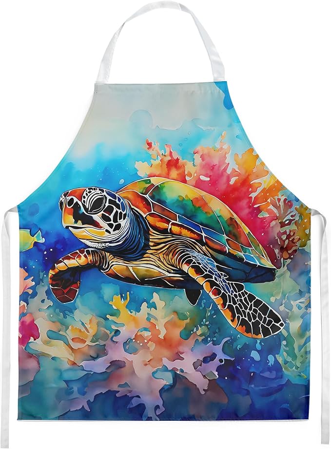 Caroline's Treasures Loggerhead Sea Turtle Apron Cooking Kitchen Server Baking Crafts Gardening for Adult Women Men, Unisex, Large, Multicolor