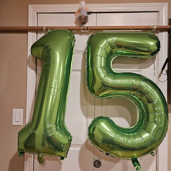 Balloons 5 Number, Dark Green Balloon Numbers for Girls Boys 40 Inch Happy Birthday Decorations for 5 15 25 2025 Graduation Wedding Anniversaries