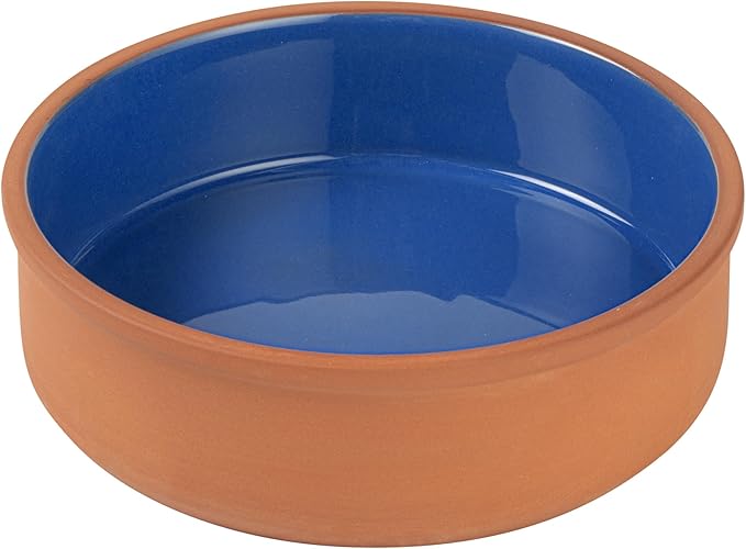 Restaurantware-Terra Tek 34 Ounce Terracotta Cazuelas, 2 Blue Glazed Clay Pots For Cooking - Oven-Ready, Microwavable, Terracotta Serving Pots, Dishwashable, For Cooking And Serving