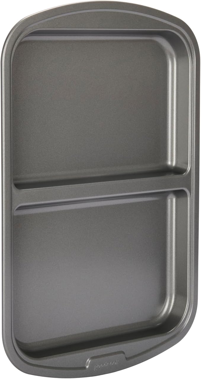 GoodCook Everyday Divided Sheet Pan 1-Inch Deep 2-Section Non-Stick Scratch-Resistant Carbon Steel Construction for Meal Prepping & Sheet Pan Dinners, 11x16-Inch, Gray