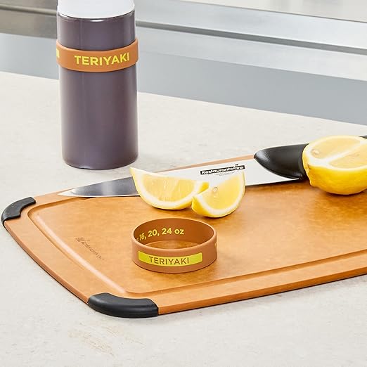 Restaurantware Silicone Squeeze Bottle Band 10 Count 2.75 Inch Dishwasher Safe Condiment Identification Band, Teriyaki Brown Non-Slip Label Band for Condiment Labeling at Restaurants, Food Trucks