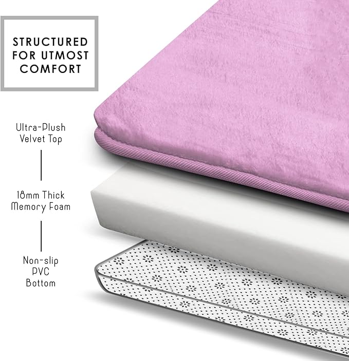 Clara Clark Bathroom Rugs, Velvet Memory Foam Bath Mat, Non-Slip Bath Rugs, Machine Wash, Dries Quickly, Ultra Soft Plush Bath Mats for Bathroom,