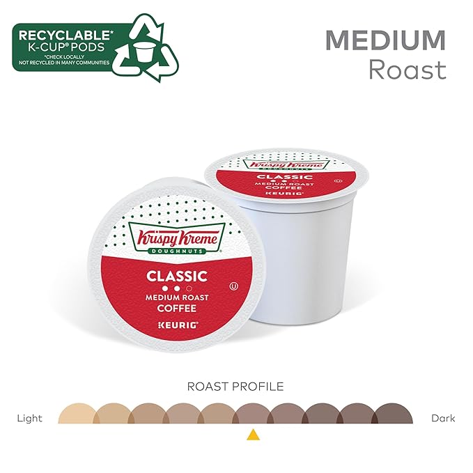 Krispy Kreme Classic, Single-Serve Keurig K-Cup Pods, Medium Roast Coffee, 32 Count