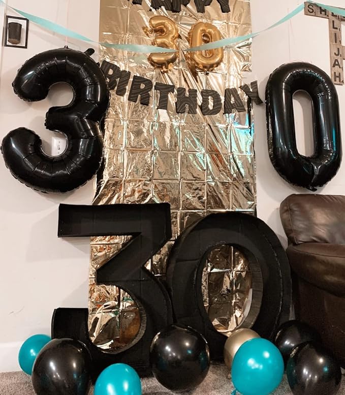 7 Balloon Number 40 Inch 67 Birthday Decorations, Black Seven Birthday Decor, 7 17 27 70 Year Old Balloon Number for Engagement, Wedding, Graduations