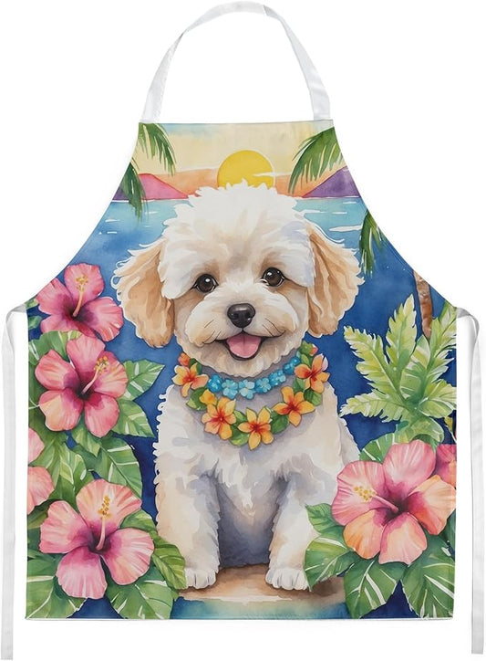 Caroline's Treasures Maltipoo Luau Apron Cooking Kitchen Server Baking Crafts Gardening for Adult Women Men, Unisex, Large, Multicolor