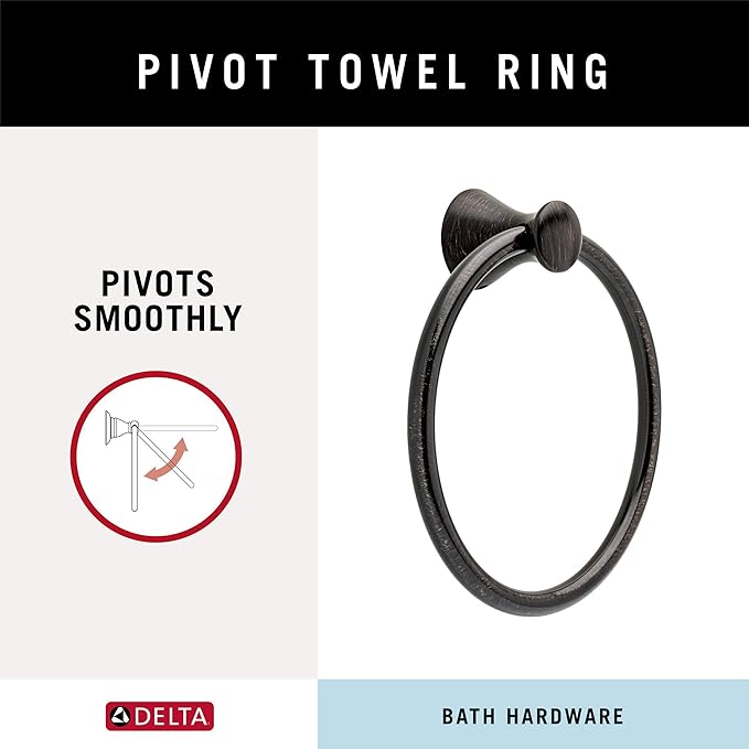 Delta Lahara (1-Pack) Hand Towel Holder Venetian Bronze Towel Racks for Bathroom Wall Round Towel Ring Holder for Bath Towel Hanger for Kitchen, Bathroom Accessories 73846-RB