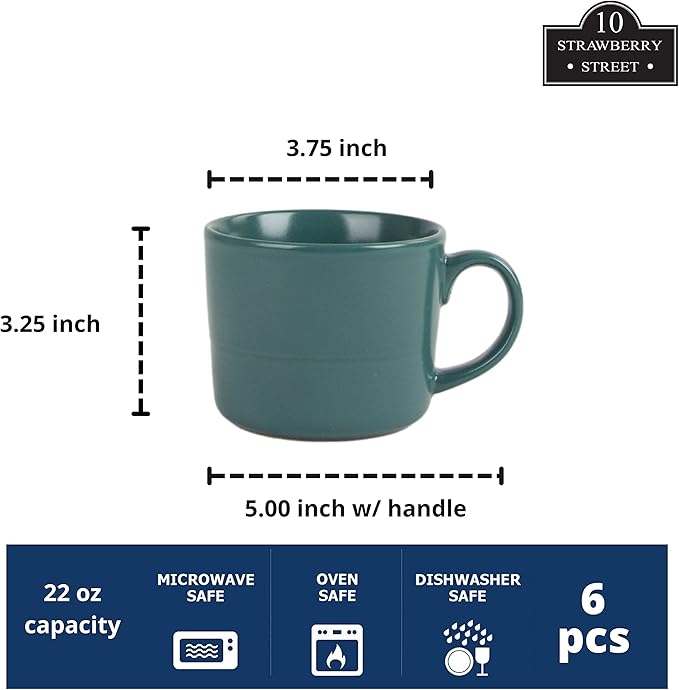 Double Line 3.75"/12 oz Mug, Set of 6, Emerald Green