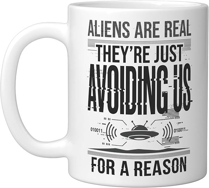 Aliens UFO Space Sci Fi Believer Extraterrestrial Ceramic Mug, White